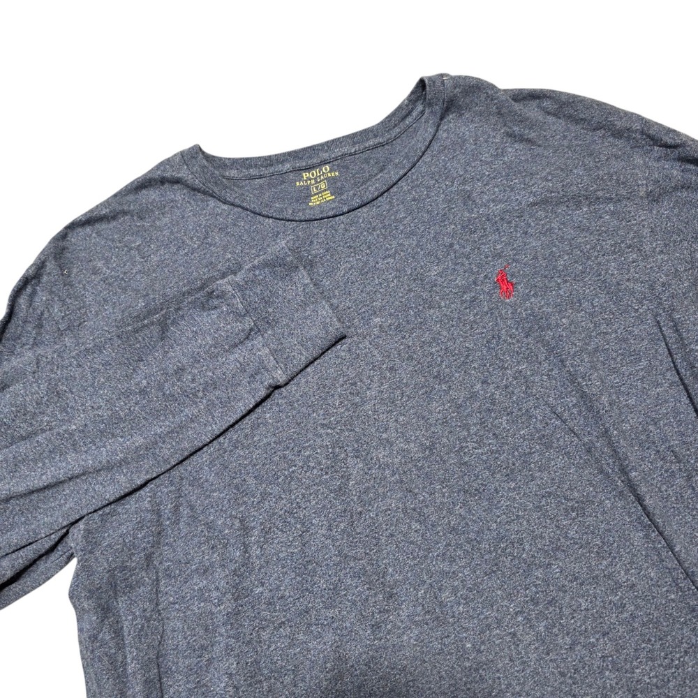 Polo Ralph‎ Lauren Long Sleeve T Shirt Mens L Red Pony Logo Heathered Tee Large